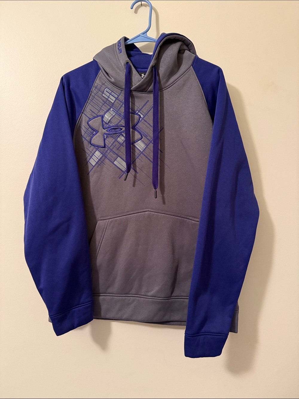 Under Armour Gray & Purple Logo Pullover Hoodie